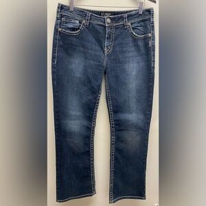 Silver Natsuki Flap Jeans Women's Straight Leg Jeans Baby Bootcut Size 34